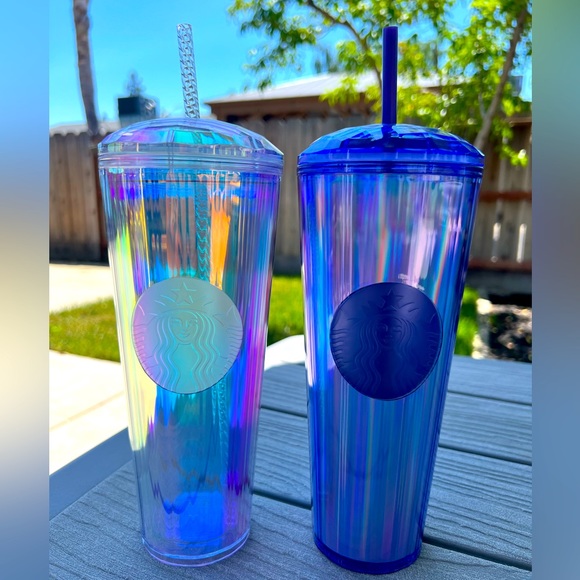 NEW Starbucks venti bundle blue and iridescent domed tumblers